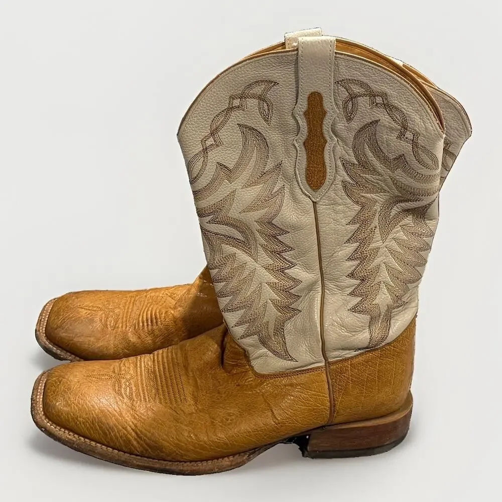 Justin Boots Pascoe Smooth Ostrich Leather Made In USA Mens Size 11 EE